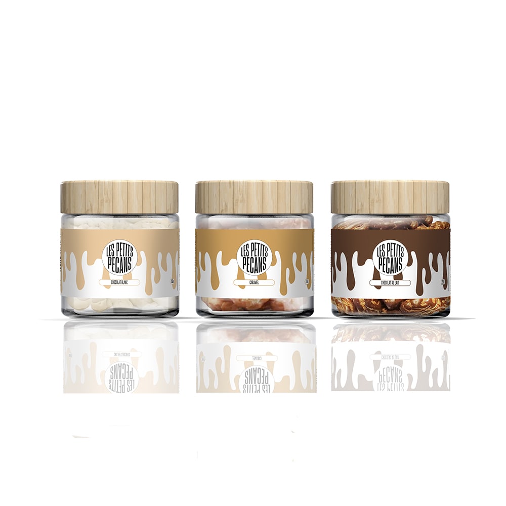 Noix de Pécan Enrobées au Caramel Chocolat au Lait & Chocolat Blanc