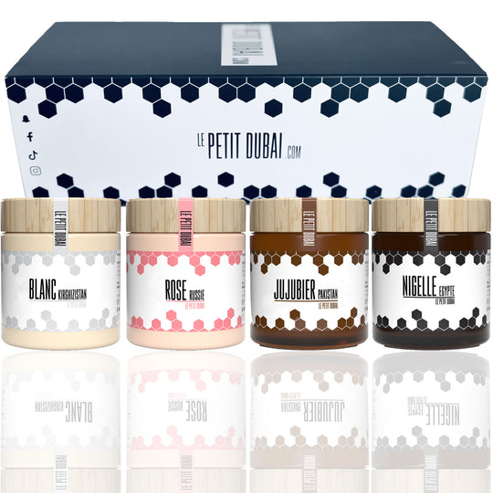Pack Découverte composé de 4 pots de miel 50g
