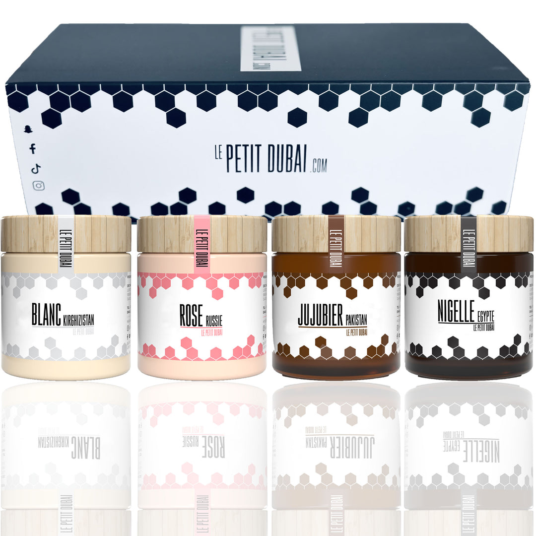 Pack Découverte composé de 4 pots de miel 50g